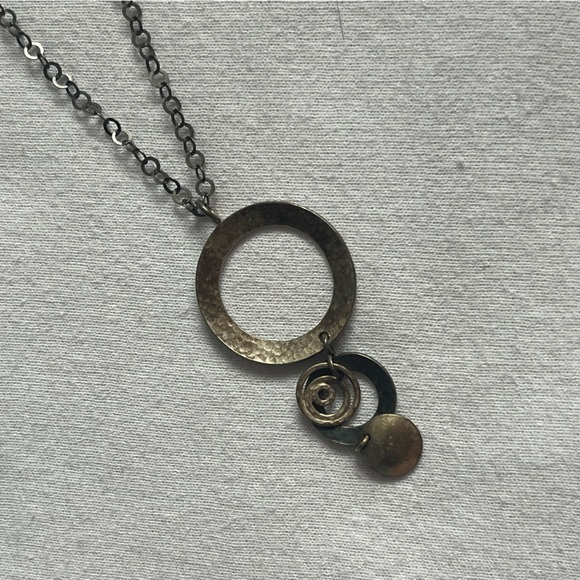SILPADA N1709 Three Disk Swril Circle Hammered Pendant Necklace Sterling 925 19" - Picture 1 of 3
